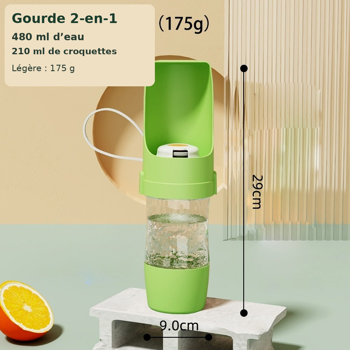 Gourde 2-en-1 Eau & Croquettes Mimi Wild
