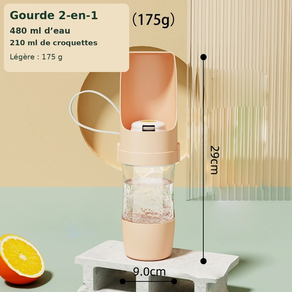 Gourde 2-en-1 Eau & Croquettes Mimi Wild
