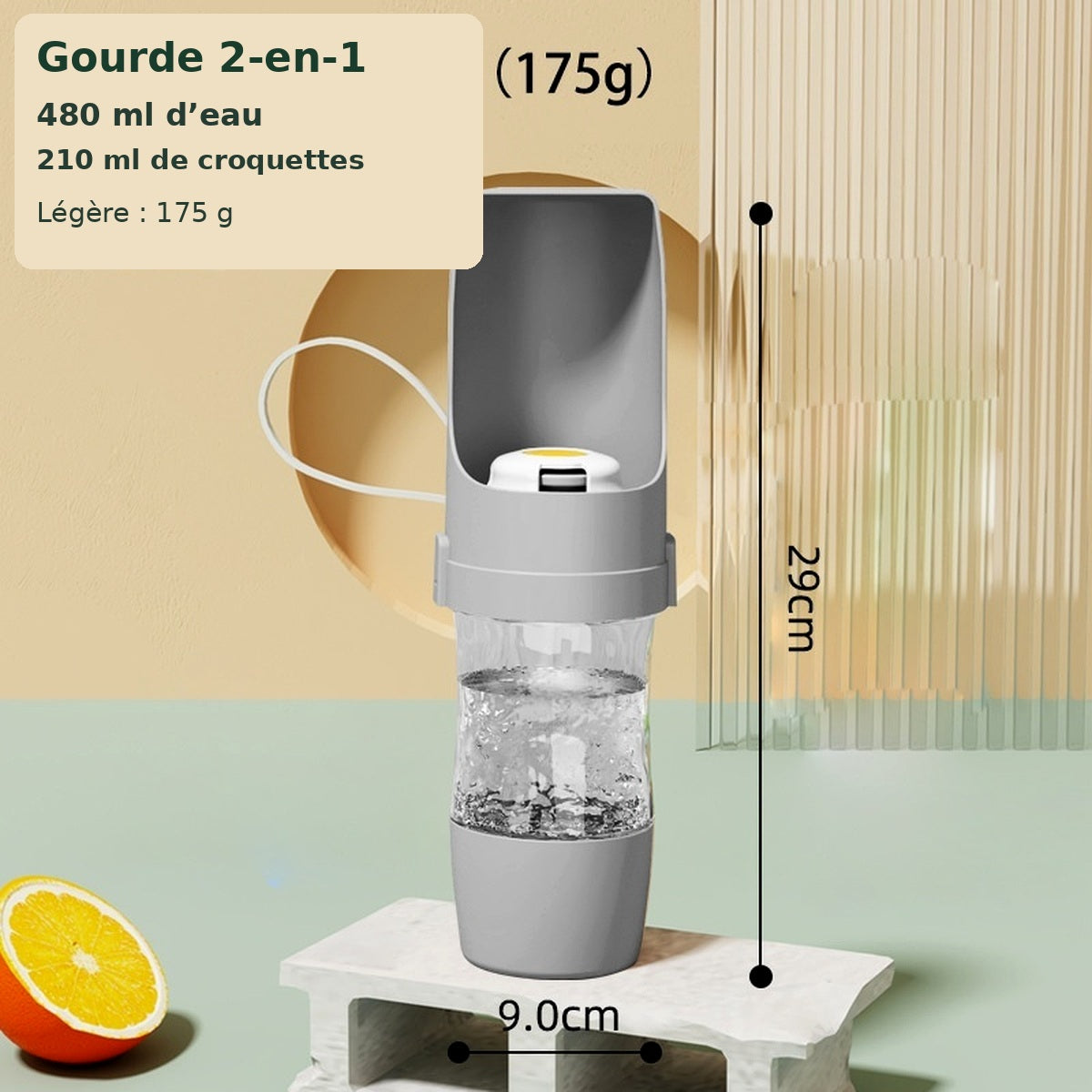 Gourde 2-en-1 Eau & Croquettes Mimi Wild